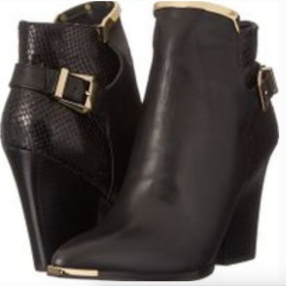 Black and Gold Aldo Booties, Yolanda-Style, Size 7.5 - Picture 13 of 13